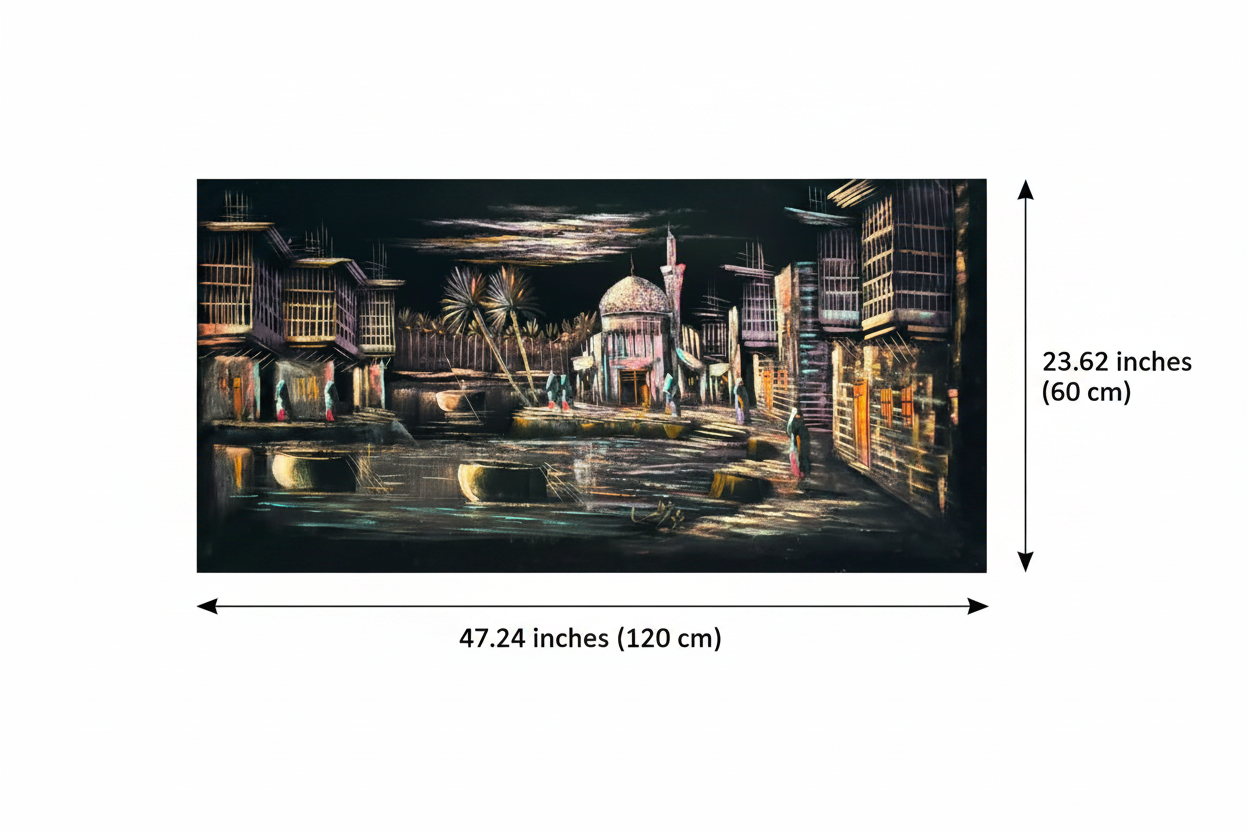 Canvas wall art dimensions diagram – 47.24 inches wide by 23.62 inches tall (120cm x 60cm)