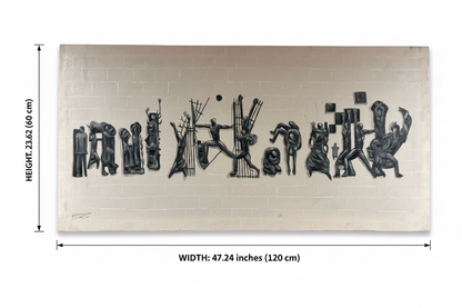 Tahrir Square painting dimension diagram – 47.24 inches wide by 23.62 inches tall (120cm x 60cm)