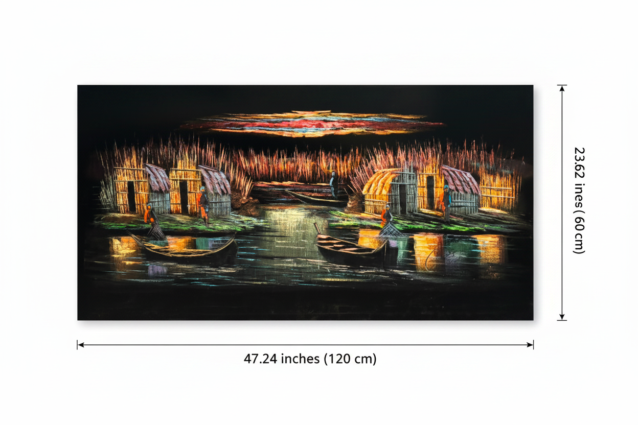Canvas wall art dimensions diagram – 47.24 inches wide by 23.62 inches tall (120cm x 60cm)