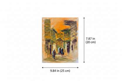 Dimension diagram showing 9.84 inch width and 7.87 inch height of the market street oil painting canvas