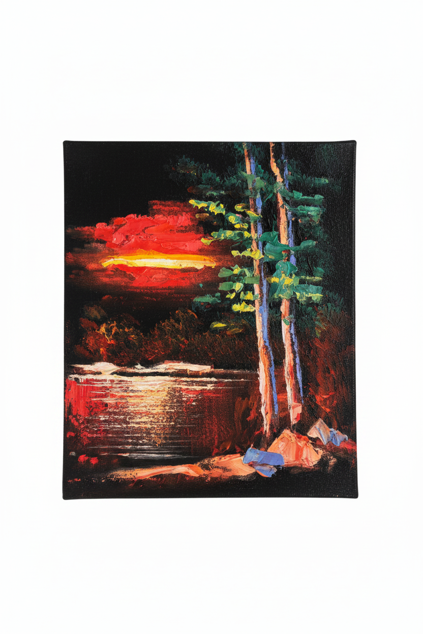 Forest sunset blaze canvas art on white background product photo