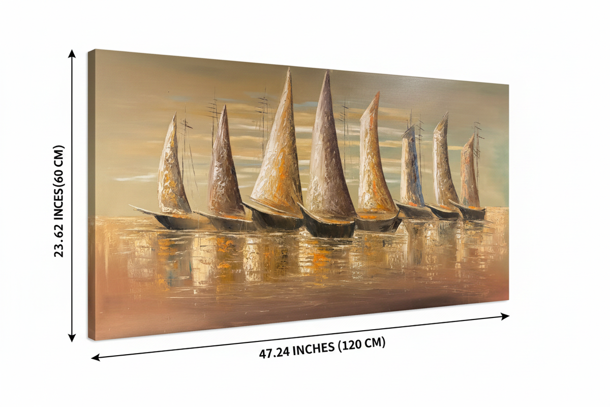 Seagoing Dhows painting dimension diagram – 47.24 inches wide by 23.62 inches tall (120cm x 60cm)