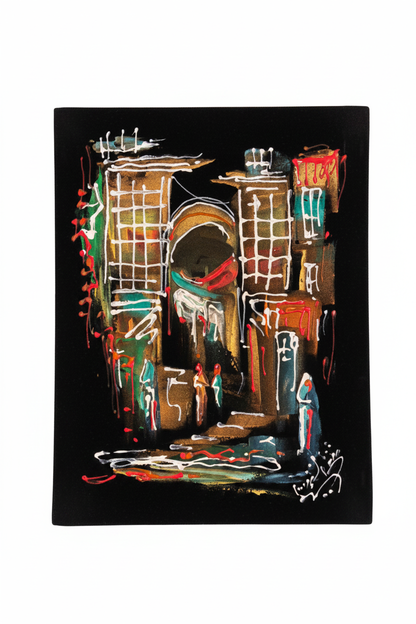 Abstract ancient city gate expressionist heritage canvas art on white background product photo