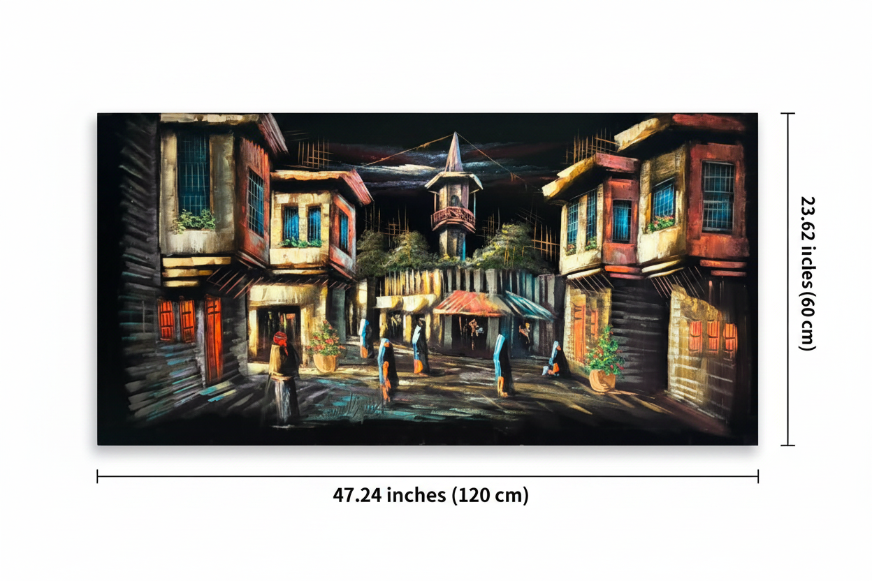 Canvas wall art dimensions diagram – 47.24 inches wide by 23.62 inches tall (120cm x 60cm)