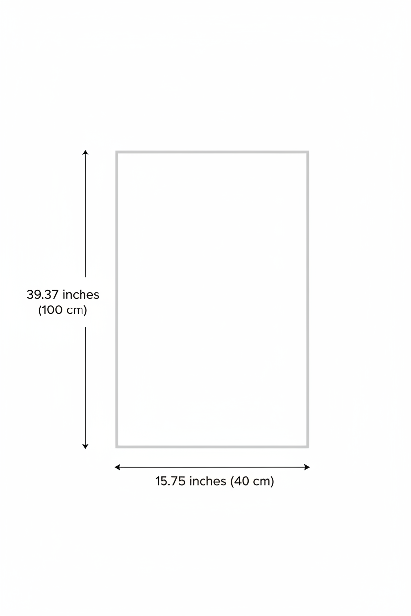 Canvas dimension diagram – 15.75 inches wide by 39.37 inches tall (40cm x 100cm)