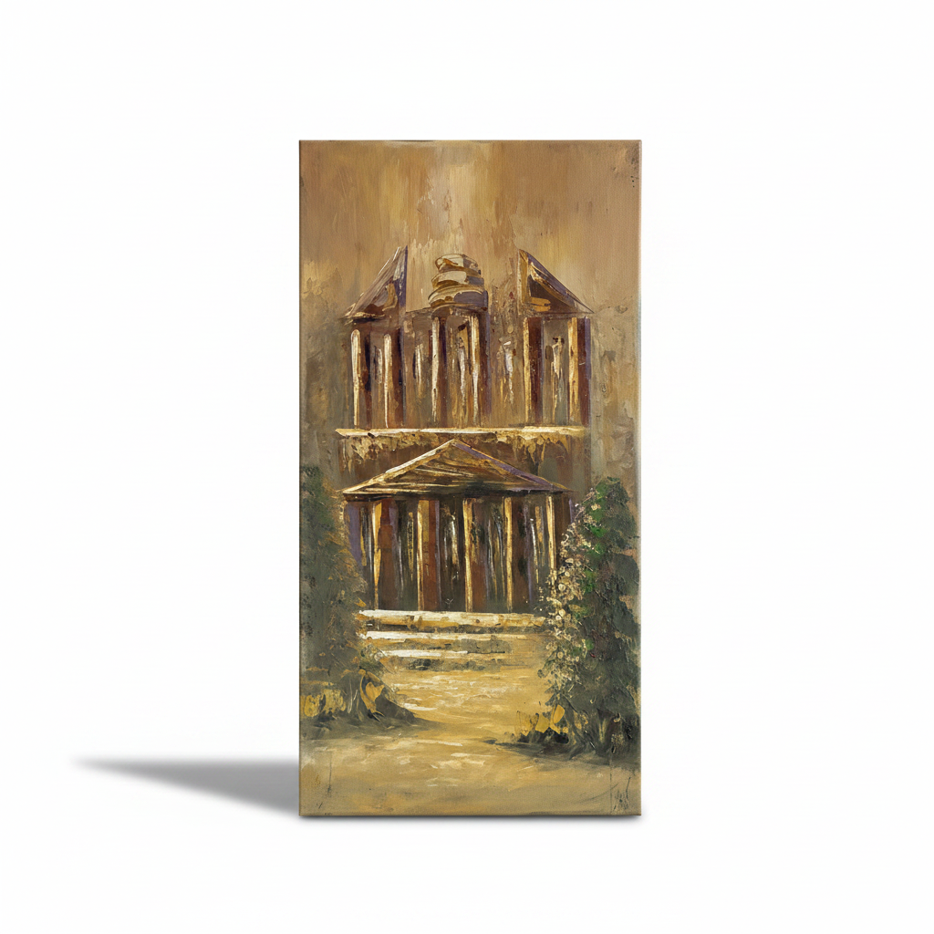 Ruins in Golden Light oil painting isolated on white background with shadow