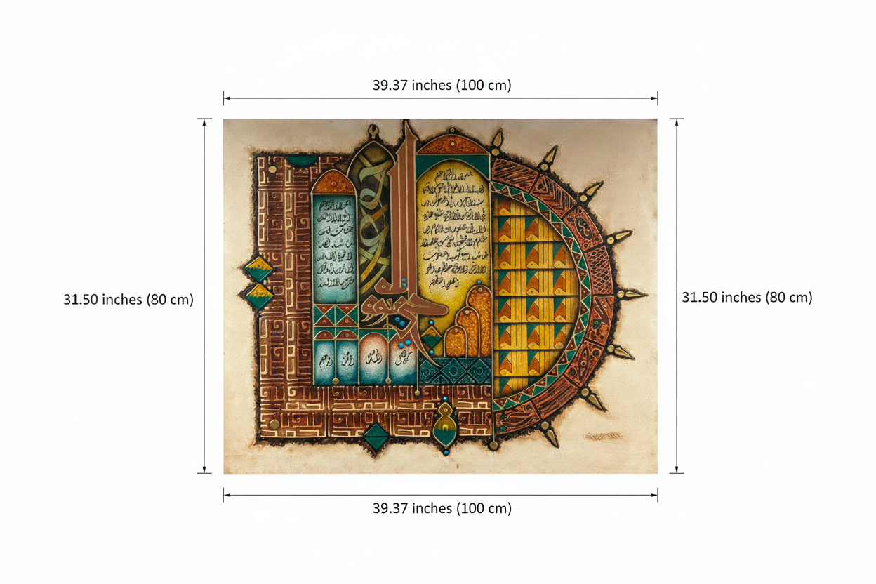 Dimension diagram showing 39.37 inches width x 31.50 inches height (100cm x 80cm)