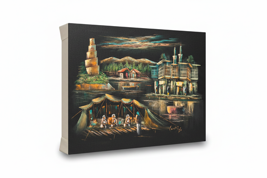 Samarra by Night original oil painting on white background with shadow — 39.4 x 31.5 inches canvas art