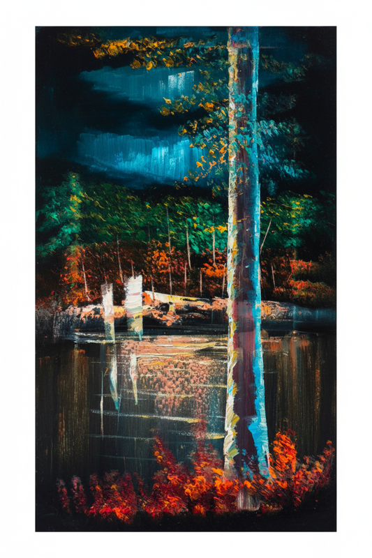 Forest Reflections original oil painting on pure white background no frame