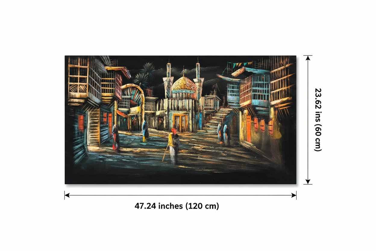 Canvas wall art dimensions diagram – 47.24 inches wide by 23.62 inches tall (120cm x 60cm)