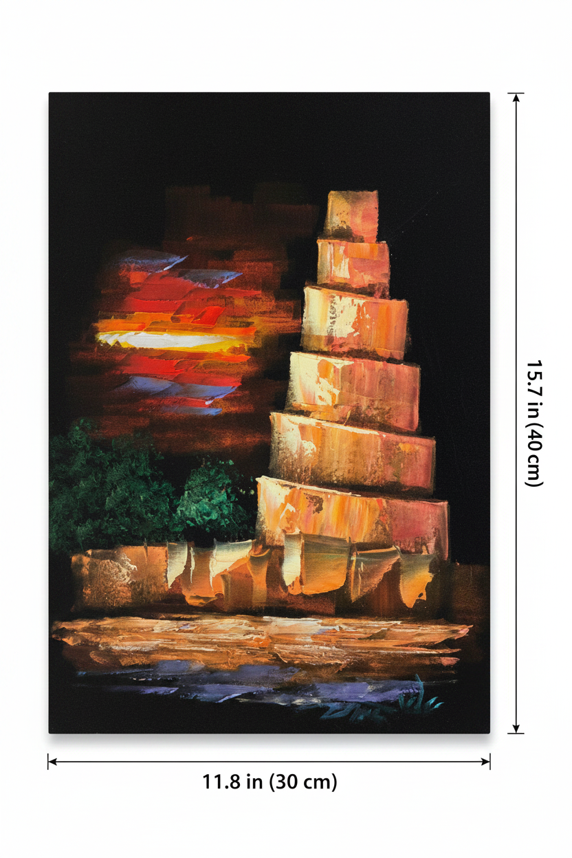 Malwiya minaret sunset canvas art with dimensions 11.8 inches wide x 15.7 inches tall 30cm x 40cm