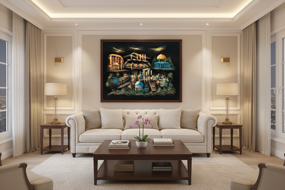 Holy Land Panorama oil painting displayed in a luxury living room — 39.4 x 31.5 inch canvas wall art