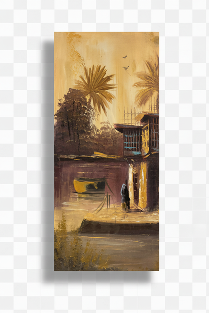Original oil painting isolated on white background with shadow