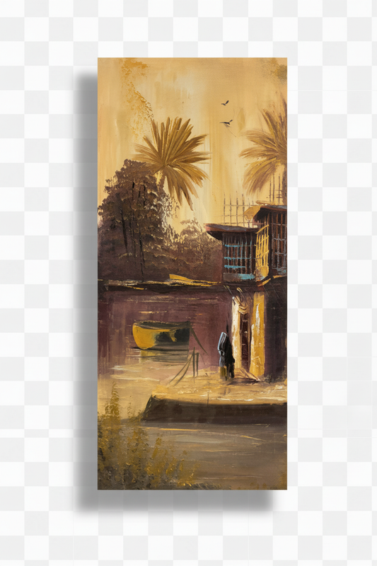 Original oil painting isolated on white background with shadow