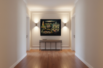 Samarra by Night oil painting displayed in an elegant hallway — 39.4 x 31.5 inch canvas wall art
