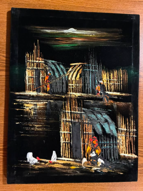 Marsh Builders at Night — Original Oil Painting on Canvas