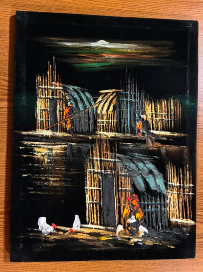 Marsh Builders at Night — Original Oil Painting on Canvas