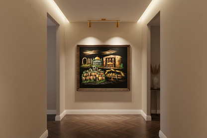 Four Wonders of the Holy Land oil painting displayed in an elegant hallway — 39.4 x 31.5 inch canvas wall art