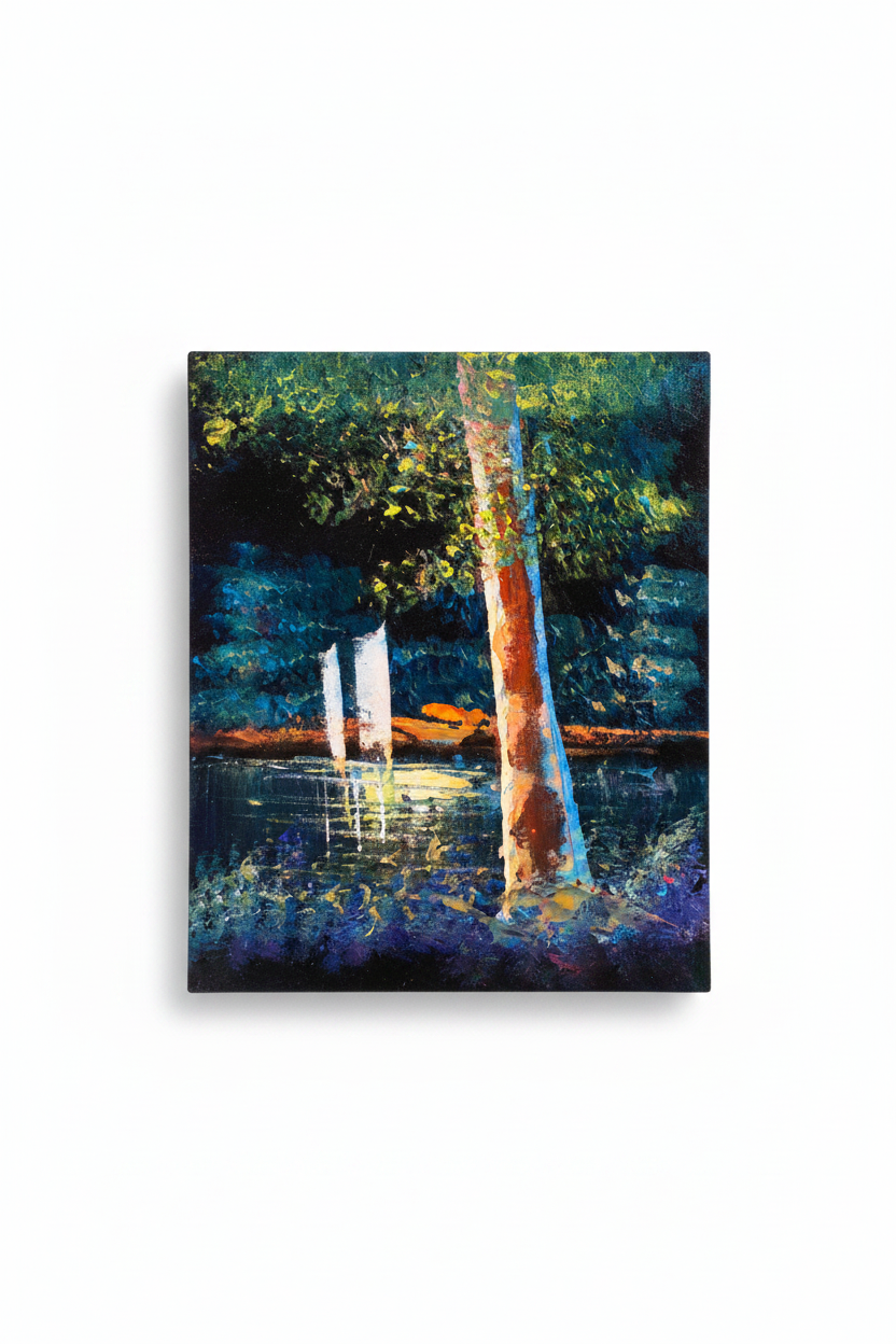 Serene garden nature canvas art on white background product photo