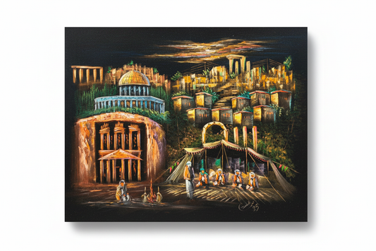 Jerusalem Heritage Night original oil painting on white background with shadow — 39.4 x 31.5 inches canvas art