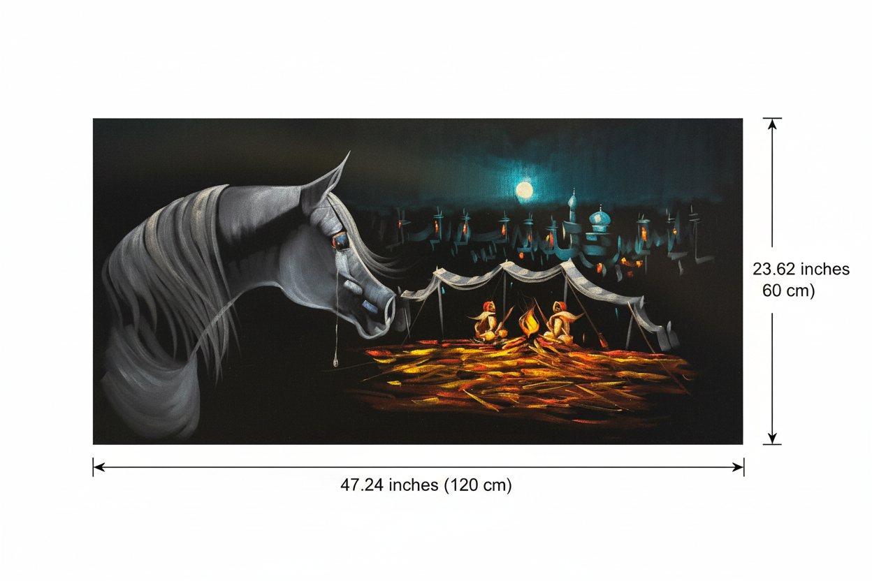 Canvas wall art dimensions diagram – 47.24 inches wide by 23.62 inches tall (120cm x 60cm)