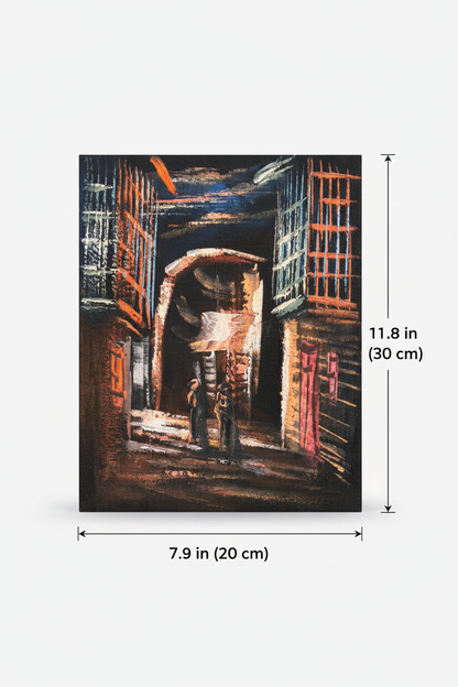Moonlit archway canvas art with dimensions 7.9 inches wide x 11.8 inches tall 20cm x 30cm