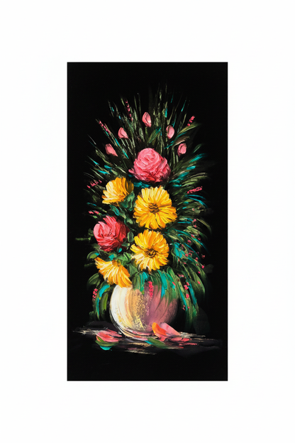 Blooming Abundance original acrylic floral painting on white background — no frame, 11.81 x 23.62 inches