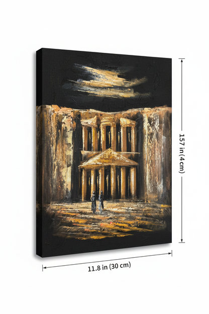Petra Treasury night canvas art with dimensions 11.8 inches wide x 15.7 inches tall 30cm x 40cm