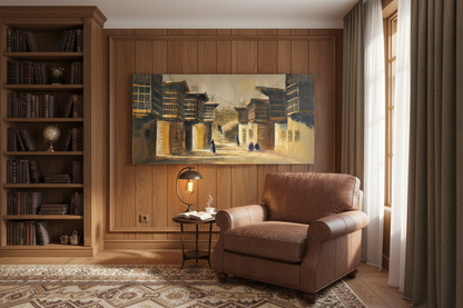 Shanasheel painting in elegant living room lounge – lifestyle interior view