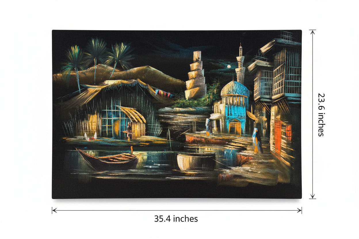 Canvas art size guide — 35.4 inches wide by 23.6 inches tall dimension diagram on white background
