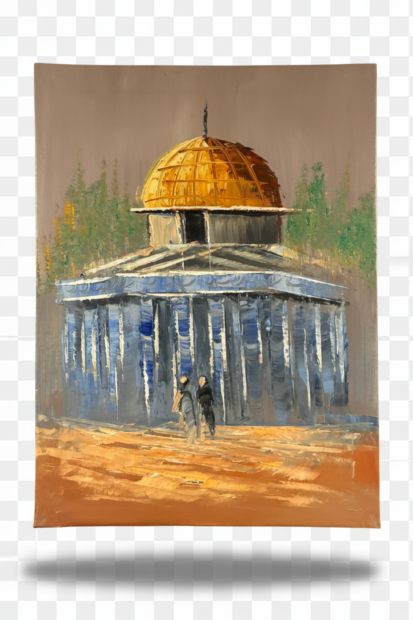 Dome of the Rock oil painting with transparent background and soft drop shadow – no frame