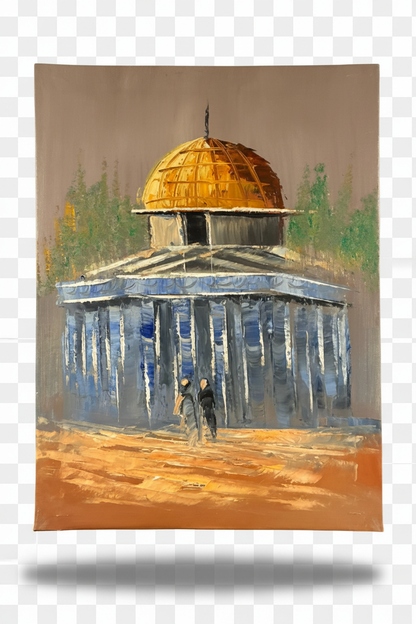 Dome of the Rock oil painting with transparent background and soft drop shadow – no frame