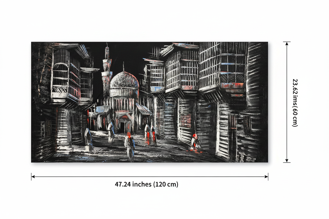 Canvas wall art dimensions diagram – 47.24 inches wide by 23.62 inches tall (120cm x 60cm)