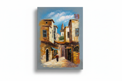 Yafa oil painting isolated on white background with soft drop shadow, no frame – by Sharif Hamdan