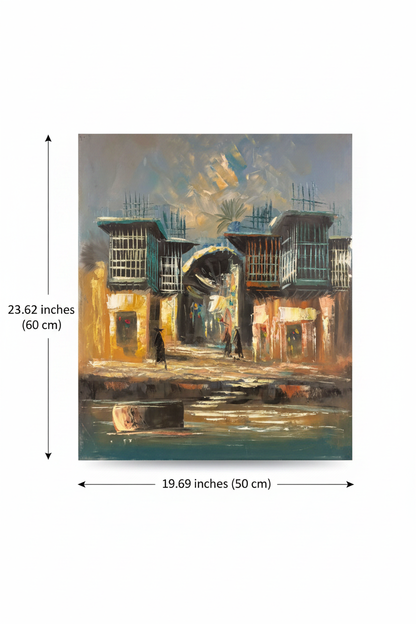 Dimension diagram showing painting size 19.69 inches wide by 23.62 inches tall on white background