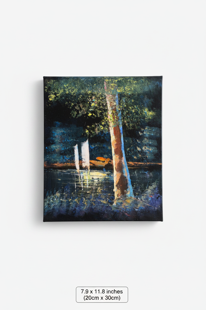 Serene garden canvas art with size dimensions 7.9 x 11.8 inches 20cm x 30cm