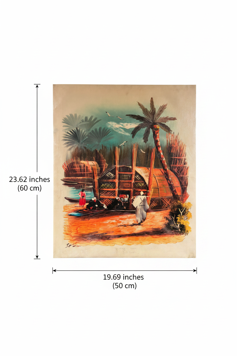 Dimension diagram showing painting size 19.69 inches wide by 23.62 inches tall on white background