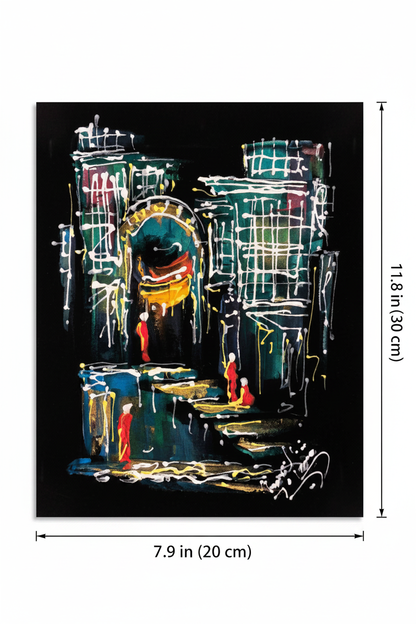 Ancient city gate canvas art with dimensions 7.9 inches wide x 11.8 inches tall 20cm x 30cm