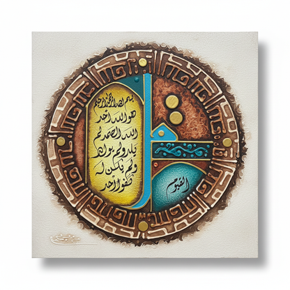 Surah Al-Ikhlas canvas wall art on white background with shadow