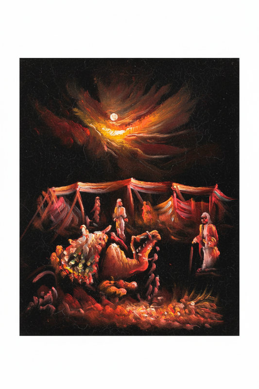 Bedouin desert camp night Arabian heritage canvas art on white background product photo
