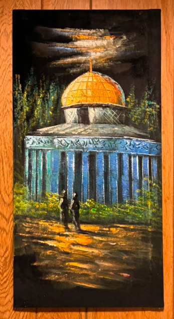 The Golden Dome – Original Acrylic Dome of the Rock Jerusalem Night Painting