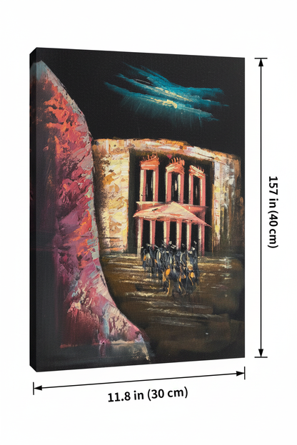 Petra canyon night canvas art with dimensions 11.8 inches wide x 15.7 inches tall 30cm x 40cm
