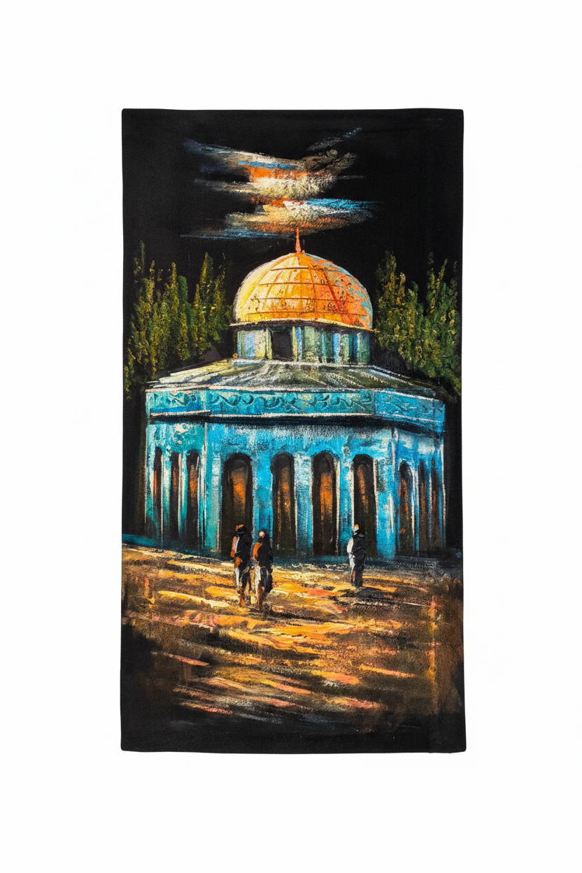 The Eternal Dome original acrylic Dome of the Rock painting on white background — no frame, 11.81 x 23.62 inches