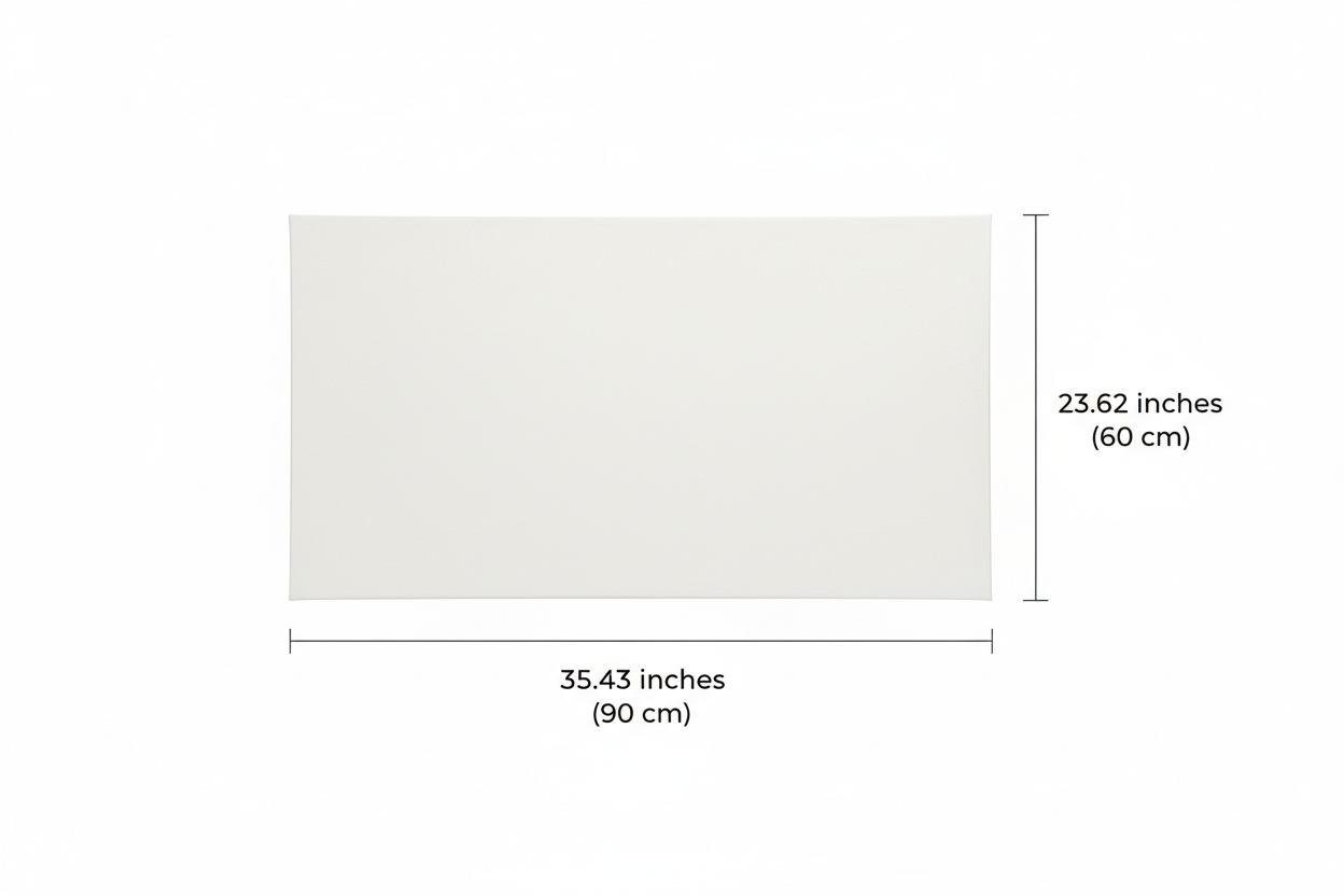 Dimension diagram showing canvas size: 35.43 inches wide (90 cm) by 23.62 inches tall (60 cm)
