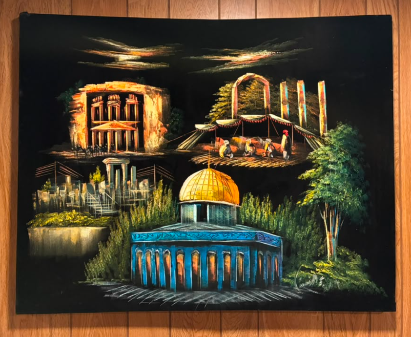 Dome of the Rock & Petra Heritage — Original Oil Painting on Canvas | 39.4" × 31.5"