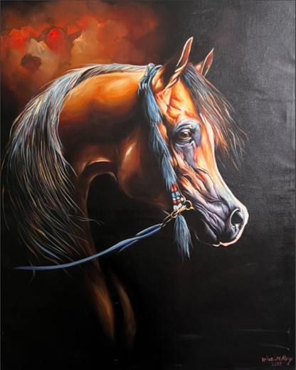 Arabian Horse Portrait – Original Oil Painting