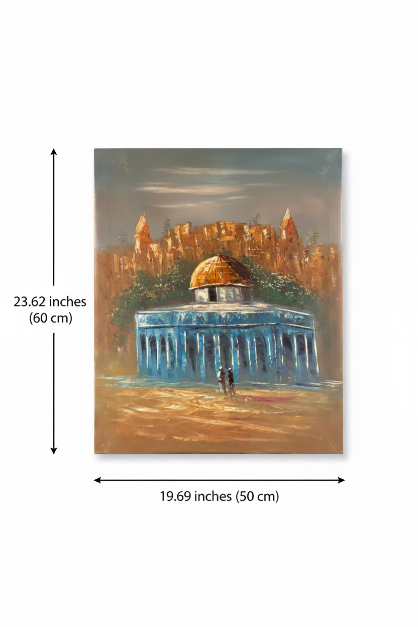 Dimension diagram showing painting size 19.69 inches wide by 23.62 inches tall on white background