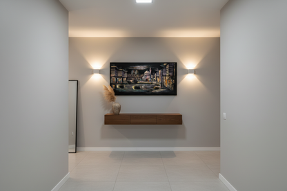Middle Eastern bazaar canvas wall art displayed in elegant hallway