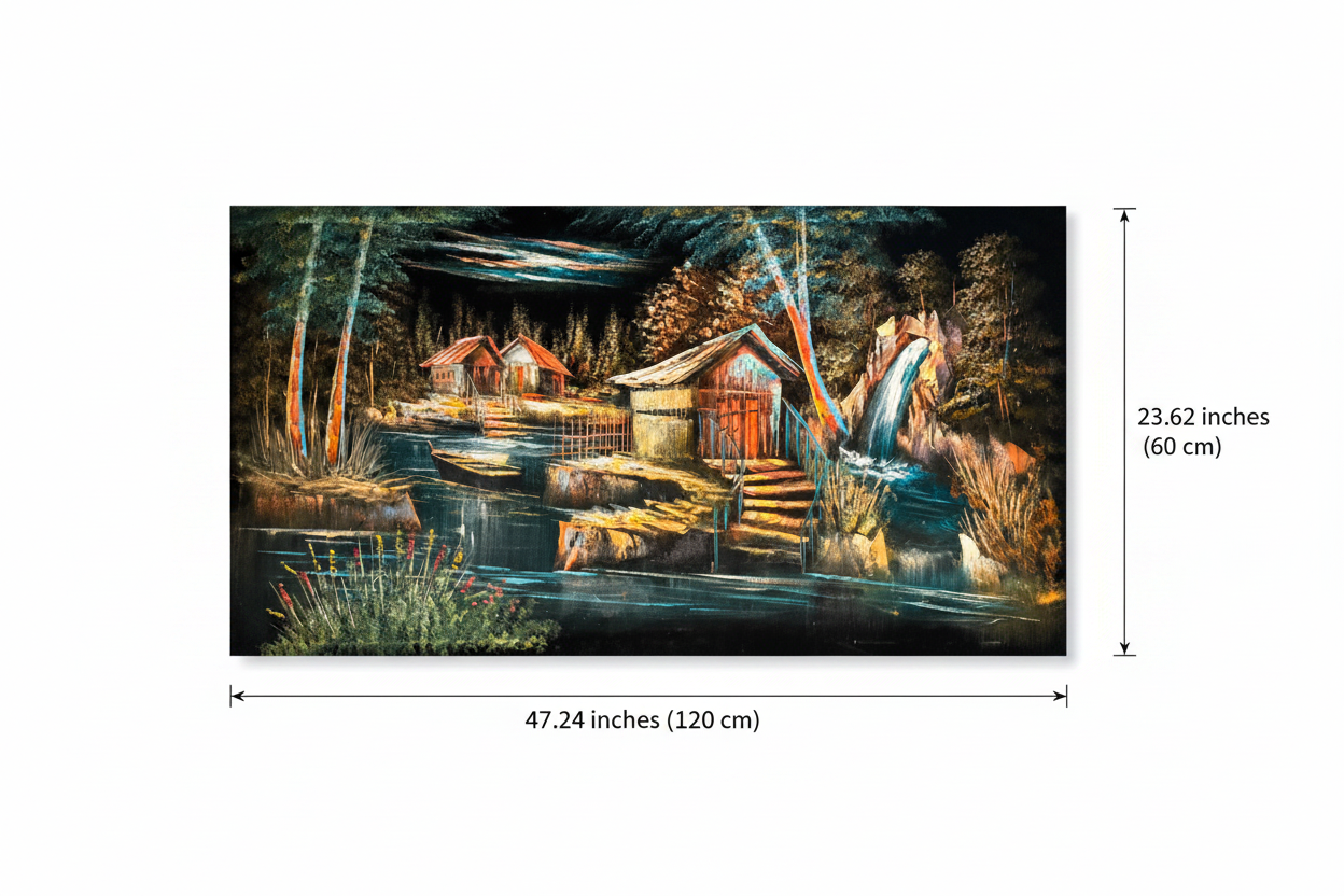 Canvas wall art dimensions diagram – 47.24 inches wide by 23.62 inches tall (120cm x 60cm)