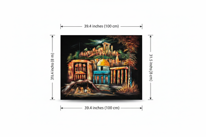 Dimension diagram for Jerusalem and Petra by Night oil painting — 39.4 inches wide by 31.5 inches tall (100cm x 80cm)